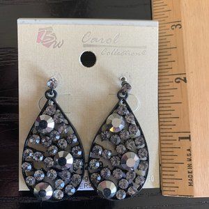 Lilac and silver large teardrop post earrings